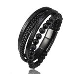 product_image_name-Fashion-Layered Faux Leather Bracelet, Tiger Eye Stone Beaded Bracelet-4Pcs-5