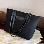 product_image_name-Fashion-Ladies Tote Bag Knitted Fabric Women Handbag - Black-7