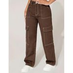 Solid Cargo Brown Pants Women  