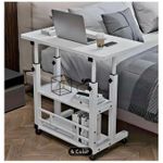 Generic Mobile Adjustable Table, Reading Desk, Laptop Table, Living Room Decor (THICK LEGS + TYRES)