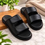 Men's Classic Leather Slippers - Black