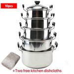 product_image_name-Generic-10 Pcs Stainless Steel Kitchen Cookware Set - Cooking Pot-1