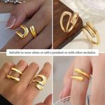 Fashion 2pcs Ladies Stacking Ring Set Adjustable Knuckle Rings-Gold - image 8