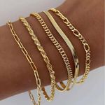 Fashion 5PCS Chain Bracelets Women's Gold Bracelet Set
