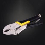 product_image_name-Generic-Industrial Grade Pliers Langgg Locking Pliers Curved Jaw Vice-Grip Manual High Speed Steel Multifunctional with Round Multifunctional Manual Pressure Tool, Non-Slip Black & Orange Handles, High Carbon Steel for Pipes/Metal-1