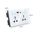 Dual-Gang Smart wifi Touch Wall Socket Outlet with USB-A & USB-C Ports