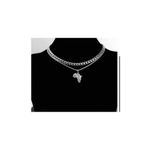 Cuban Link Chain With Map Pendant Silver