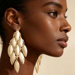 Ruby 2PCS Women's Matte Leaf Multi-Layer Gold Dangle Earrings African Ethnic Bohemian Long Drop Earrings - image 2