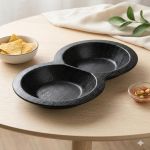 Generic Double Compartment Unbreakable Ceramic Plates - 6pcs (Black)