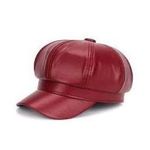 Leather Cap For Unisex-Wine