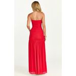 Fashion Marguerite Maxi Dress - Strapless Ruched Mesh High Leg Split Dress - Red Evening Gown, Formal Occasion Maxi Dress for Women, Elegant Ladies Evening Wear Gown S-XXXL - image 5