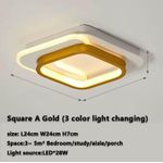 Generic Square hallway corridor light, minimalist modern ceiling-mounted balcony light, gold color with three-color adjustable dimming.