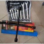 Automobile Car Safety Fire Extinguisher + Wheel Spanner + 8 Pcs Flat & Ring Spanner + C-Caution Sign