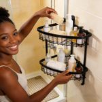 Generic No-Drill Bathroom Shelf  2-Tier Wall-Mounted Organizer  Multi-Tier Shower Shelf  Adhesive No-Drill Storage Rack - image 6