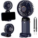 Generic Wireless USB Rechargeable Mini Fan with LED Screen Battery Indicator Portable Handheld Desk Fan phone stand