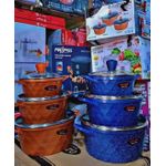 cast aluminum cookware set with a non-stick coated interior. 