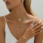 product_image_name-Fashion-Gold Long Choker Necklace Set Punk Cuban Y-Necklaces and Bracelet  Chain Jewelry Accessories for Women-3