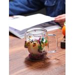 Generic New Design Handmade High Borosilicate Creative Dry Flower Double Wall Glass Mug Cup - image 4