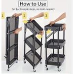 Generic 3 Tier Layer Foldable Multi-purpose Kitchen Trolley Storage Rack - image 2