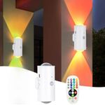 Generic RGB Color Changing Wall Lamp, Magnetic Night Light with Motion Sensor, Remote Control, White, Round LED Wall Lamp