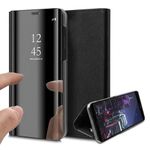 Tecno Camon 19 Leather Flip Clear View Phone Cover with Mirror, Stand Function and Shock Proof Edges