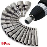 Generic 9pcs/set 5mm-13mm Hex Sockets Sleeve Nozzles Nut Driver Set Screwdriver Set Schroevendraaier Set Bits Sets Tools Socket Wrenches