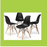 product_image_name-Generic-Dinning Plastic Chair With Wooden Leg- Set Of 4-2