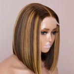 Blunt cut Piano Bone Straight Short Bob Wig