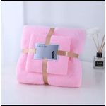 Generic 2in1 Bath towel set super soft highly absorbent quick drying coral velvet bath towel - image 3