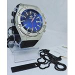 product_image_name-Fashion-Men Black Leather Wristwatch + Black Steel Necklace -2