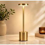 Generic Gold Cylindrical Cordless Rechargeable LED Table Lamp with USB Charging