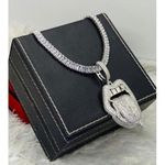 Top Selling Iced Out Cuban Link Chain With Silver Studded Pendant
