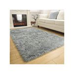 Fur Grey Fluffy Sheepskin Fur Center Rugs