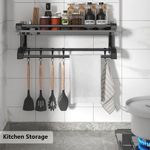 CYFAZA Bathroom Towel Rack Shelf Shower Caddy with 6 Hooks Wall Mounted Storage Shelves - image 6