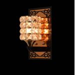 Modern Crystal Cylinder Wall Sconce / Gold Mirror Panel Wall Light