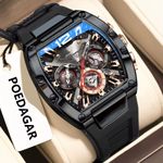 POEDAGAR Original Men's Dynamic Working Chronograph & Modern Rubber Watch