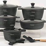 5PCS Set Diecast Non-Stick Pots-Granite