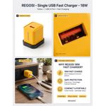 Generic Fast USB Wall Charger 5V 2.1A - Single Port Yellow - UK Plug - image 2
