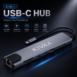 KIVAA 8 In 1 USB C Adapter, Type C HUB Ethernet HDMI Adapter