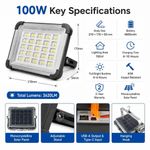 ESCLIGHTING 100W Ultra-Bright Solar Emergency Floodlight - Black - image 5