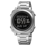 Skmei Square  Stainless Steel Digital Wrist Watch Silver