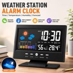Generic Multifunctional Weather Station Clock, Hygrometer Thermometer Clock, Business Electronic Voice-Activated Night Light Desk Clock