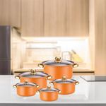 Generic Home Kitchen Cookware Set - 10-Piece Basic Stainless Steel Set, Suitable for Gas and Electric Stoves - Orange - image 5