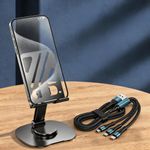 Generic 360° Rotatable Adjustable Desktop Phone Stand + 3-in-1 Durable Fast Charging Cable Set - image 7