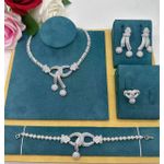 Longchain  Premium Classy Sophisticated Diamond Iced Bracelet/Ear-ring/Ring & Necklace Set