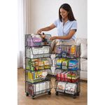 product_image_name-Generic-Removable Kitchen Rack 5 Layer Fruit and Vegetable Rack Storage Basket-5 Tier Chrome Fruit & Vegetable Trolley Rack With Wheels-1