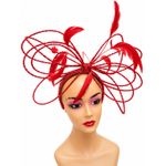 Elegant Red Feather Fascinator