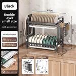 Generic Plate Rack Dish Drainer Large Dish Drying Rack For Kitchen Countertop 2-Tiers Black - image 2