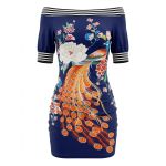 GIFTED women's summer straight shoulder short sleeve floral print dress.