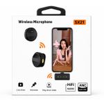 SX21 Dual Wireless Microphone with HiFi Audio & ANC – Compact Lavalier Mic for Live Show, Interview & Vlog